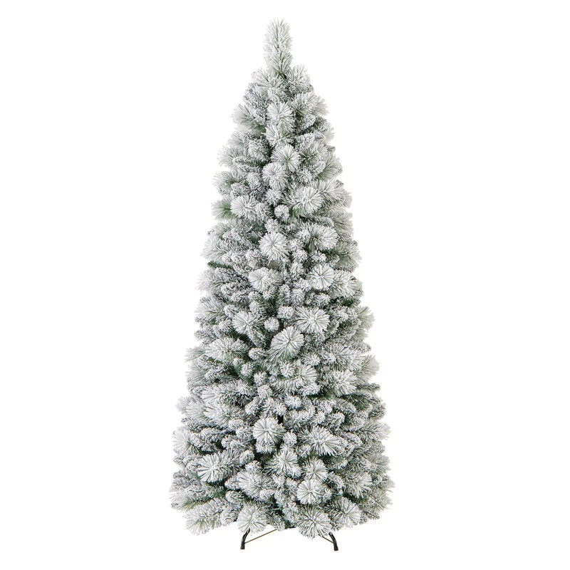 7 Feet Flocked Christmas Tree with Pine Needles and LED Lights by DirectDeals