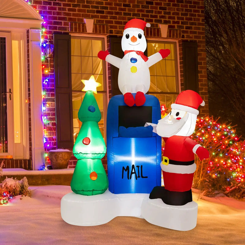 6 Feet Lighted Christmas Inflatable Mailbox Santa Claus Snowman Christmas Tree by DirectDeals