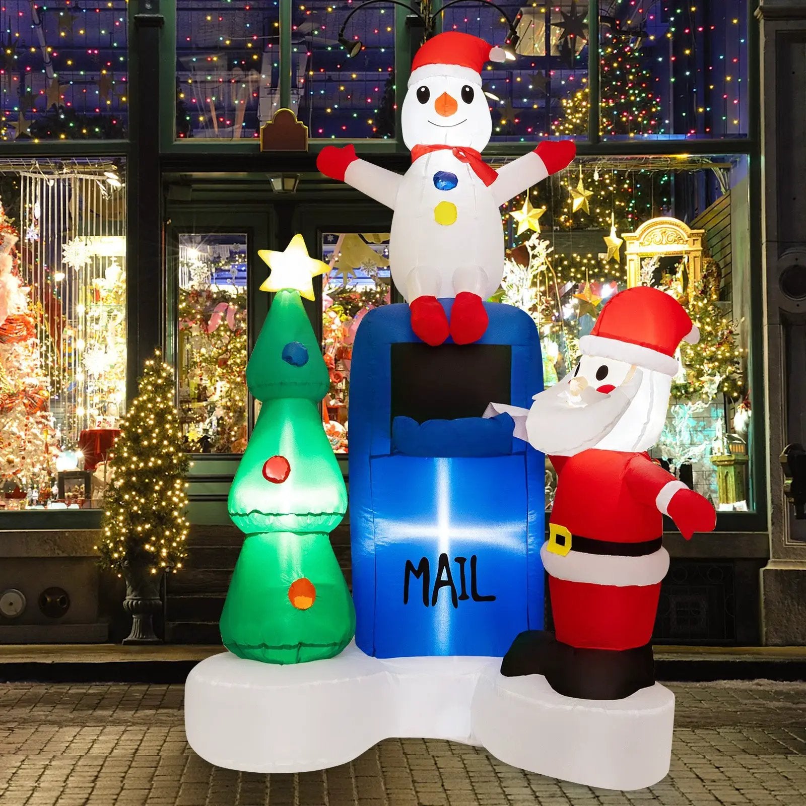 6 Feet Lighted Christmas Inflatable Mailbox Santa Claus Snowman Christmas Tree by DirectDeals