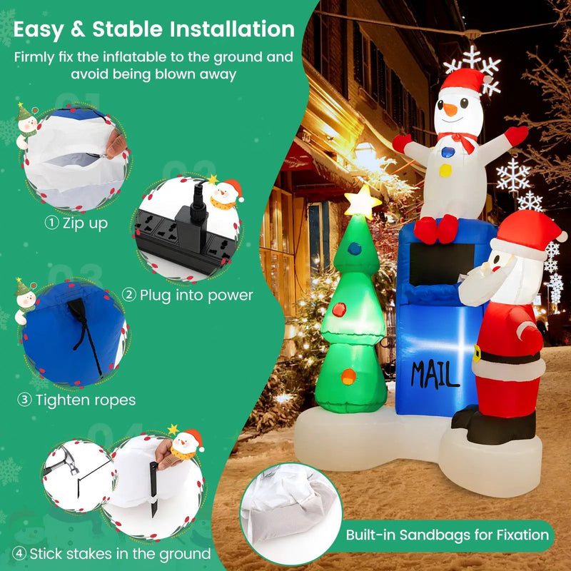 6 Feet Lighted Christmas Inflatable Mailbox Santa Claus Snowman Christmas Tree by DirectDeals