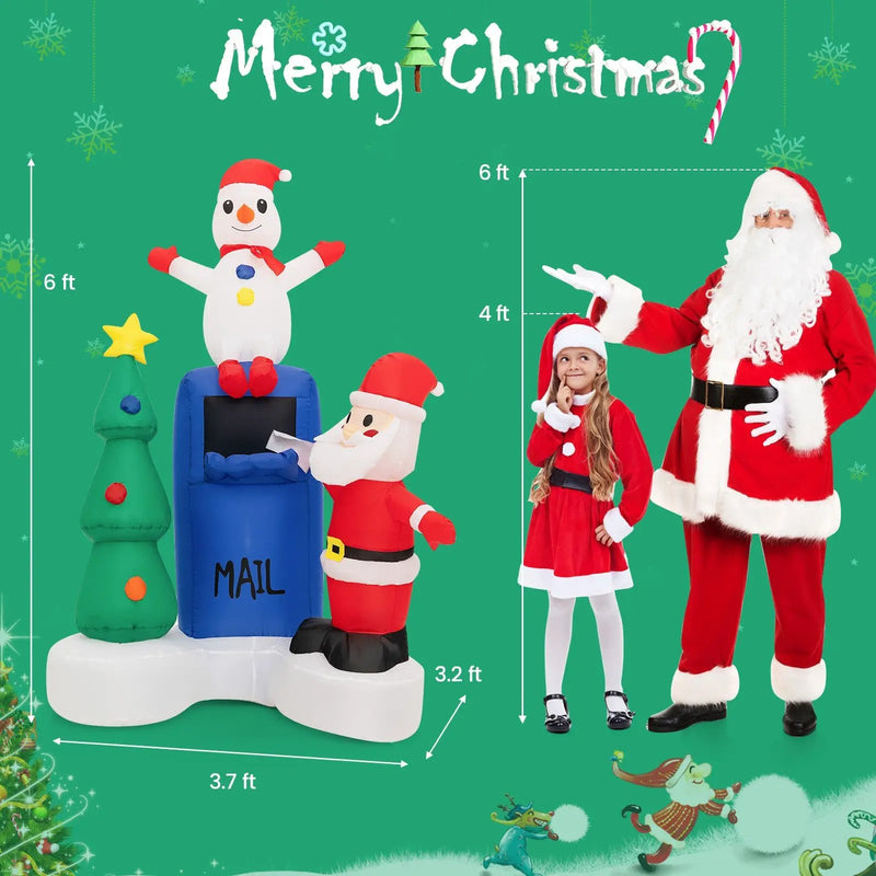 6 Feet Lighted Christmas Inflatable Mailbox Santa Claus Snowman Christmas Tree by DirectDeals