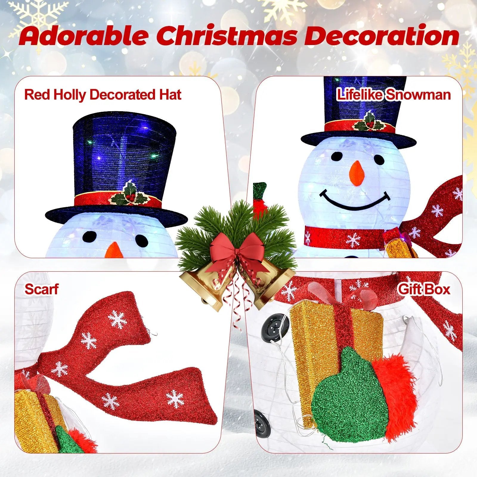 6 Feet Lighted Christmas Snowman with 180 Colorful LED Lights by DirectDeals