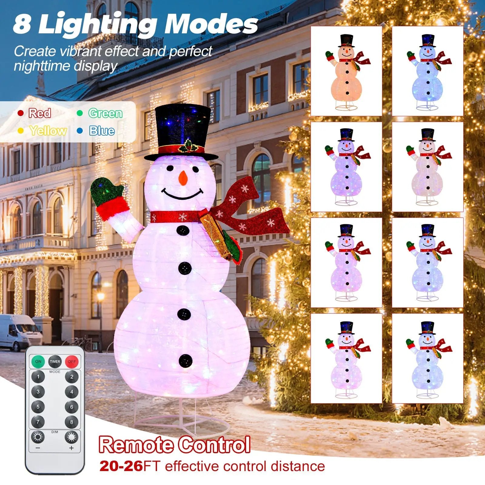 6 Feet Lighted Christmas Snowman with 180 Colorful LED Lights by DirectDeals