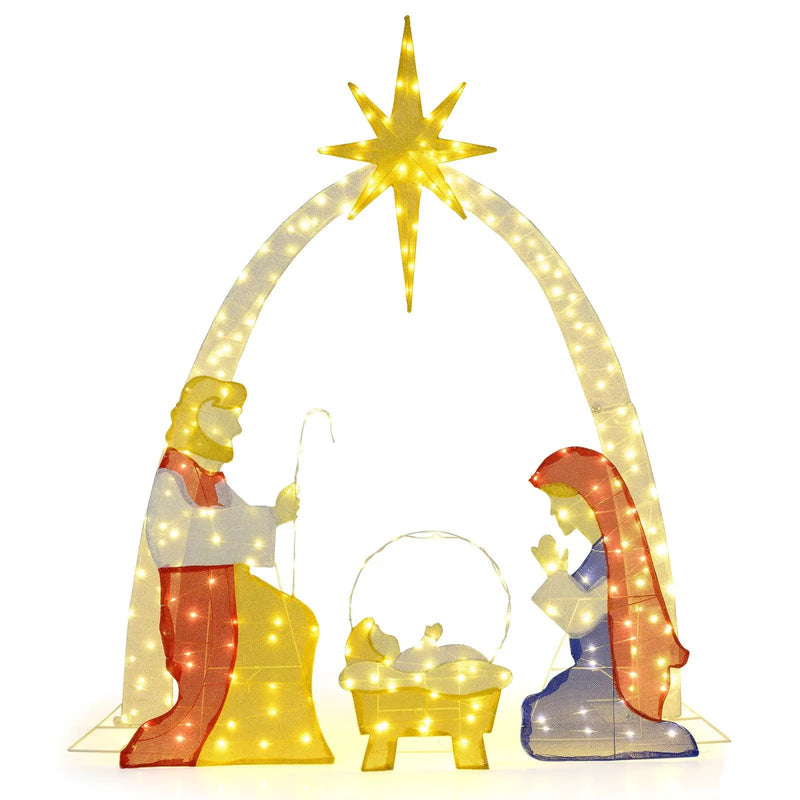 6 Feet Lighted Nativity Scene Yard Decoratio with 240 Warm White LED Lights by DirectDeals