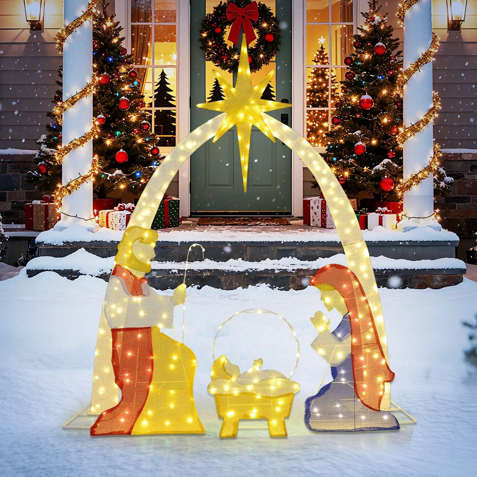 6 Feet Lighted Nativity Scene Yard Decoratio with 240 Warm White LED Lights by DirectDeals