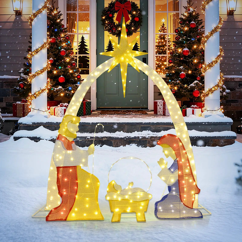 6 Feet Lighted Nativity Scene Yard Decoratio with 240 Warm White LED Lights by DirectDeals