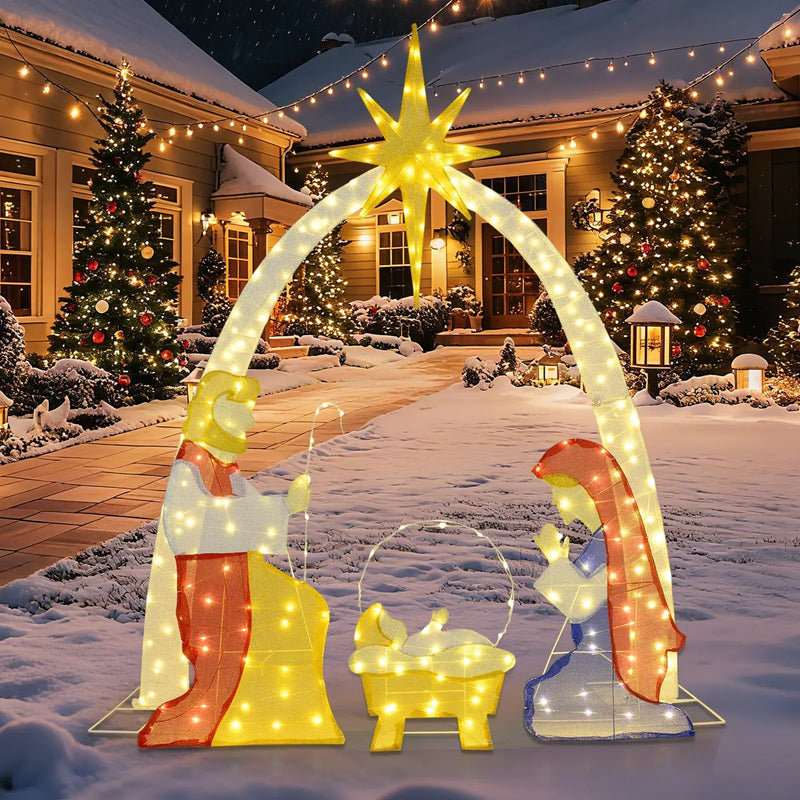 6 Feet Lighted Nativity Scene Yard Decoratio with 240 Warm White LED Lights by DirectDeals