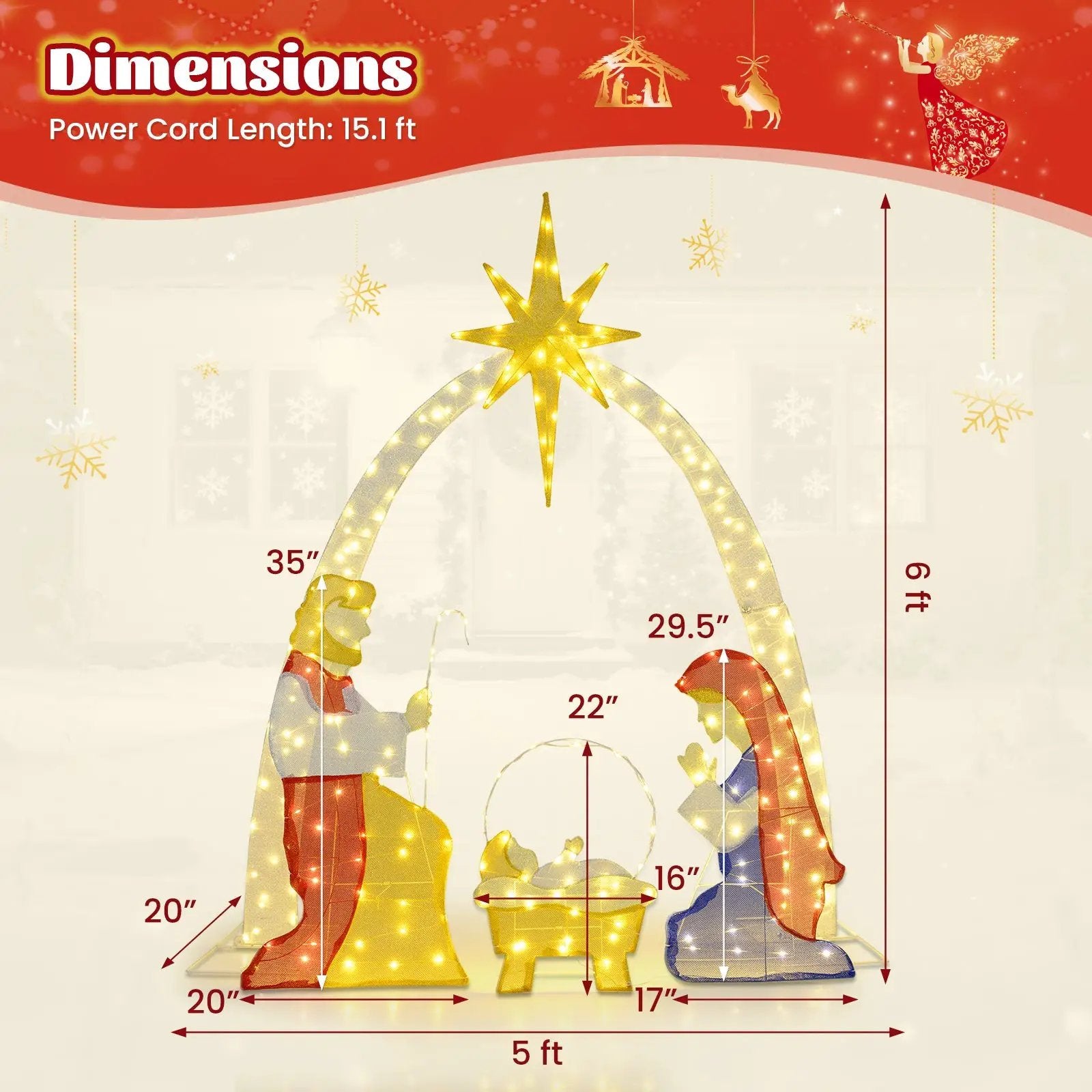 6 Feet Lighted Nativity Scene Yard Decoratio with 240 Warm White LED Lights by DirectDeals