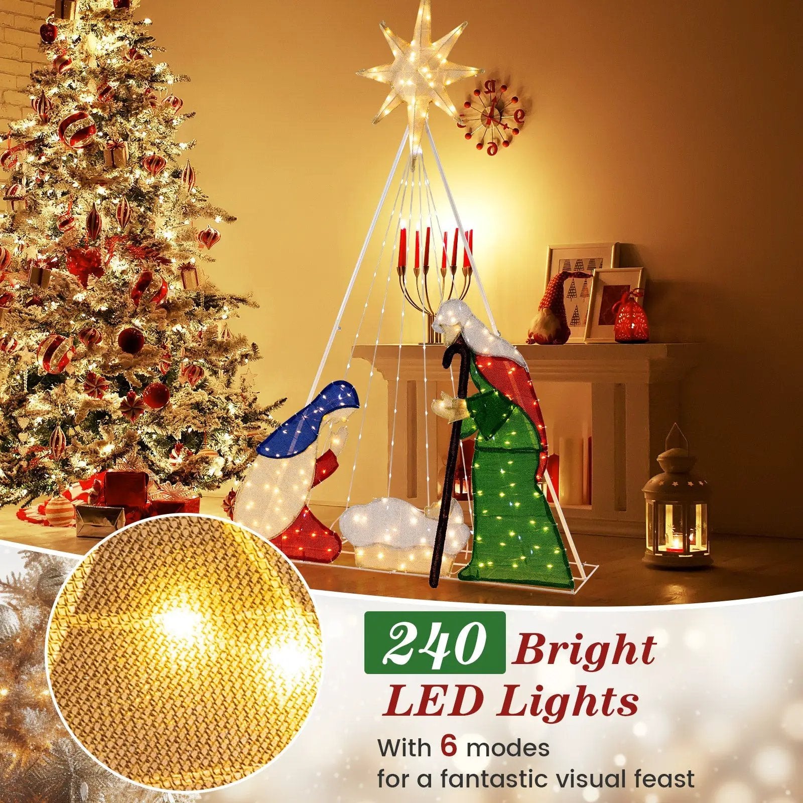 6 Feet Lighted Nativity Scene with 240 LED Lights by DirectDeals