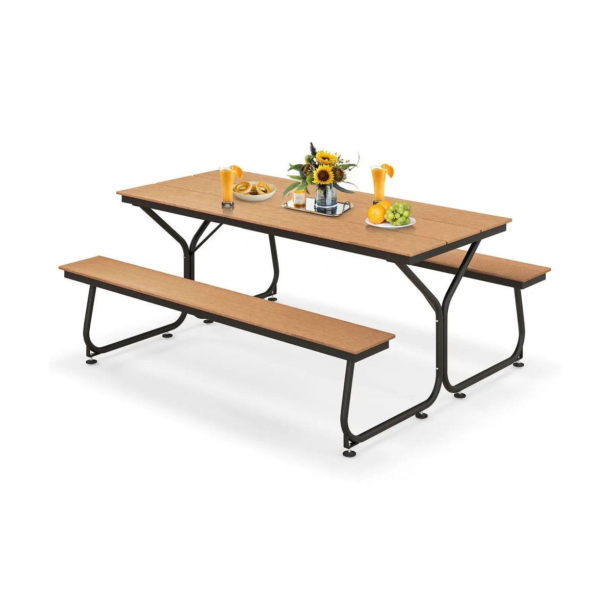 6 Feet Outdoor Picnic Table Bench Set for 6-8 People by DirectDeals