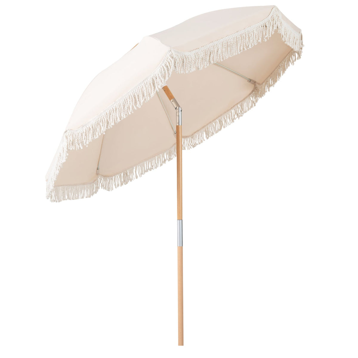 6 Feet Patio Umbrella with Fringe with Push Button Tilt and Wood Pole, photo 3 of 10