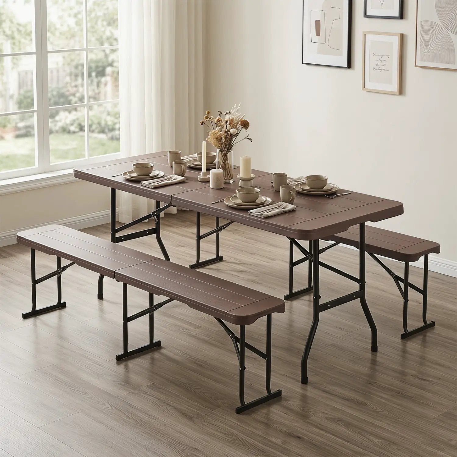 6 Foot Folding Bench with Carrying Handle - 660 lb Capacity by DirectDeals