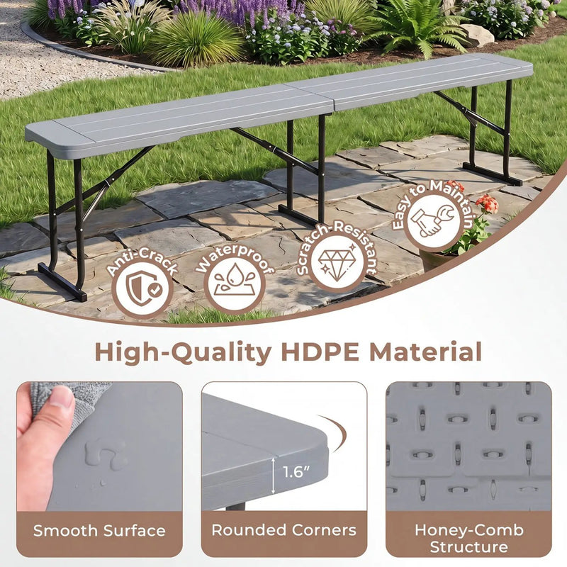 6 Foot Folding Bench with Carrying Handle - 660 lb Capacity by DirectDeals