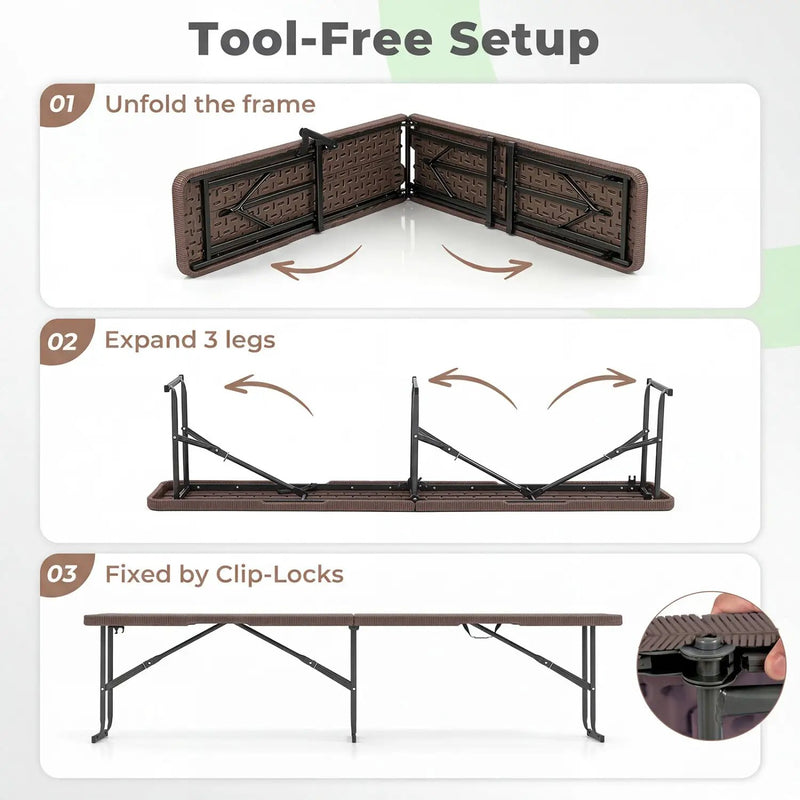 6 Foot Folding Bench with Carrying Handle - 660 lb Capacity by DirectDeals