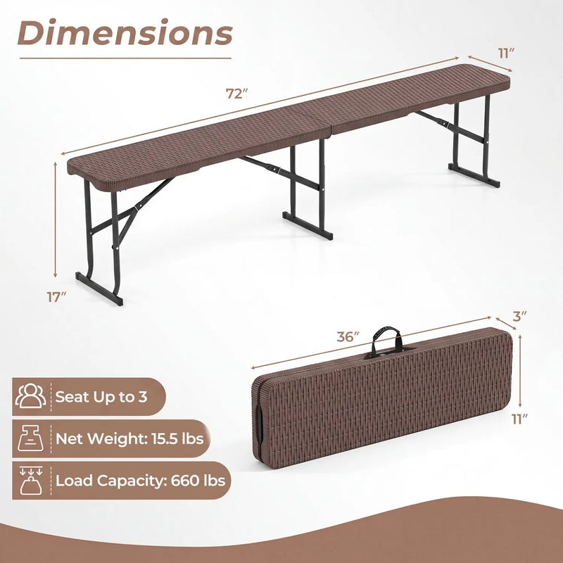 6 Foot Folding Bench with Carrying Handle - 660 lb Capacity by DirectDeals
