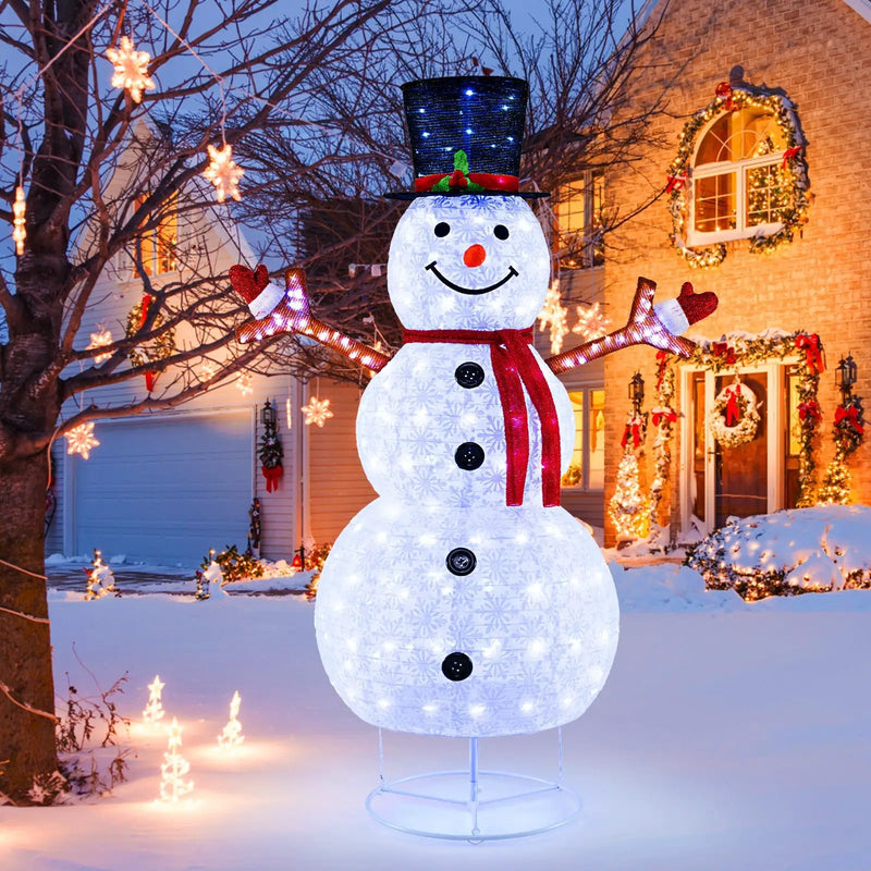 6 Feet Pre-Lit Christmas Snowman with Built-in Lights and Black Hat by DirectDeals