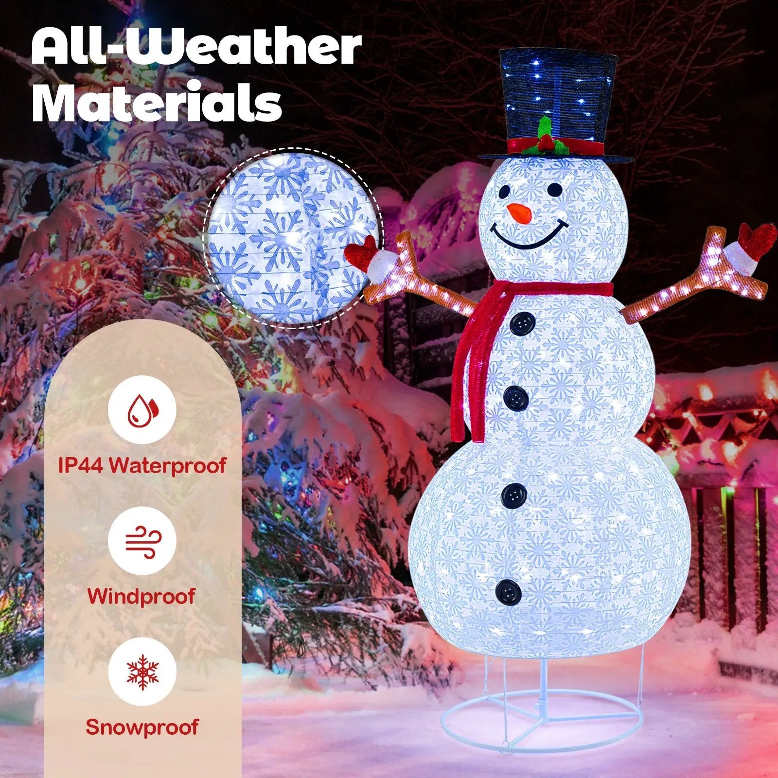 6 Feet Pre-Lit Christmas Snowman with Built-in Lights and Black Hat by DirectDeals
