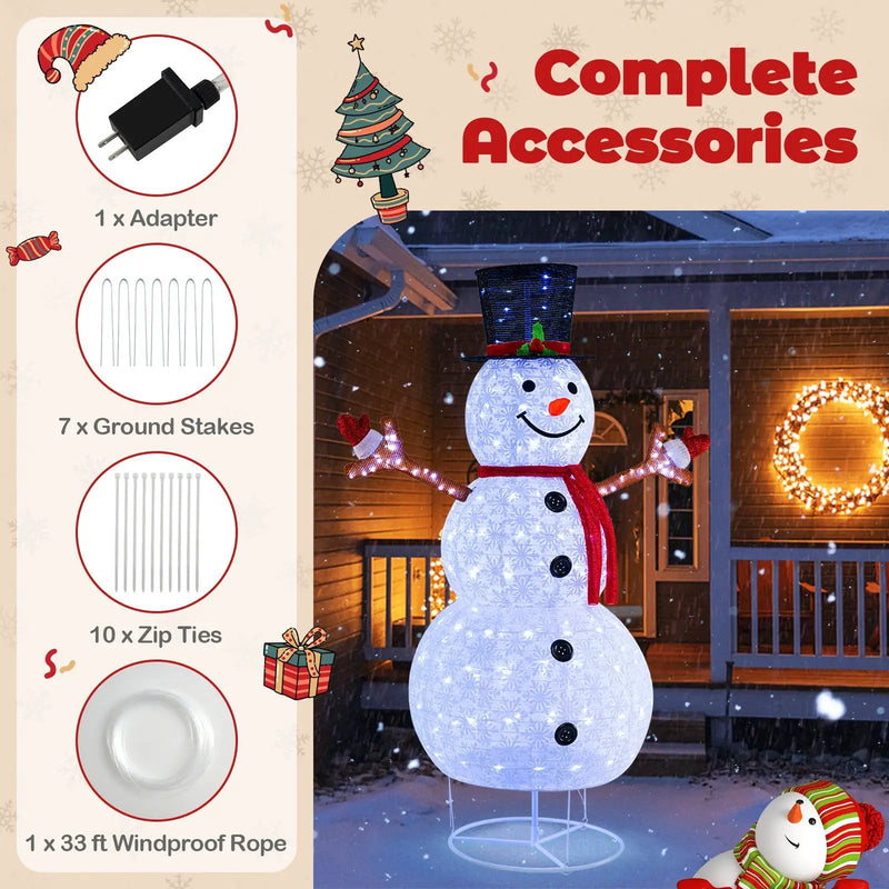 6 Feet Pre-Lit Christmas Snowman with Built-in Lights and Black Hat by DirectDeals