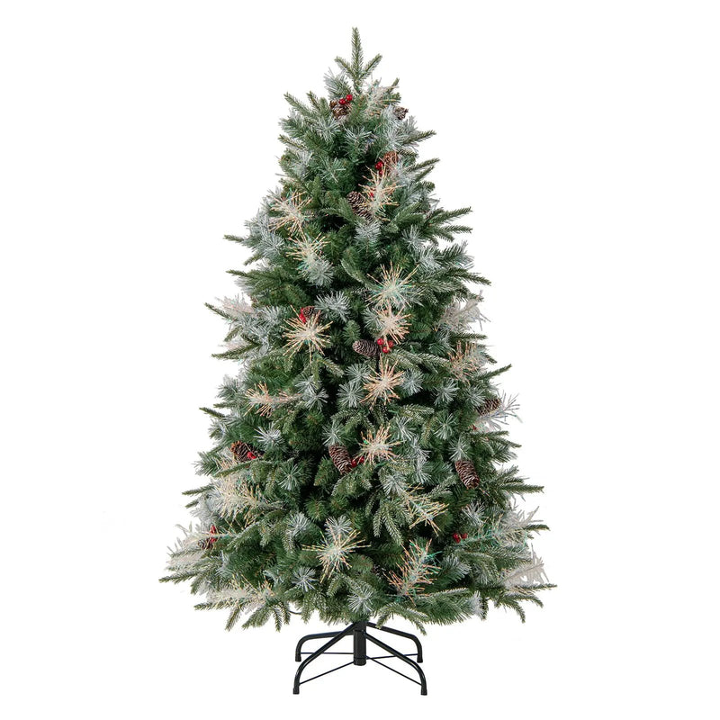 5 Feet Pre-Lit Artificial Christmas Tree with 8 Modes LED Lights with Berries by DirectDeals