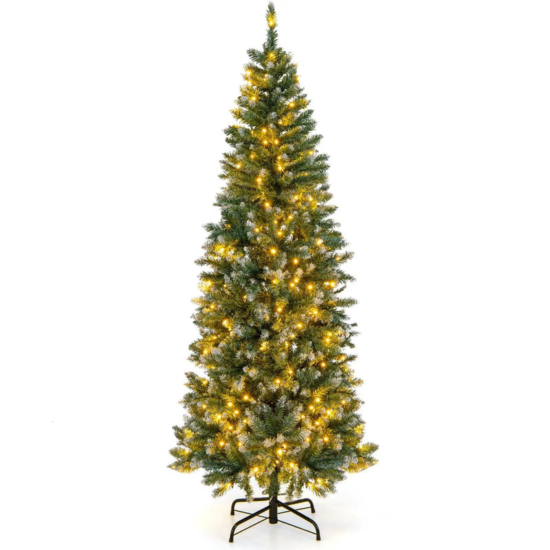 6 Feet Pre-Lit Artificial Christmas Tree with 618 Snowy Branch Tips by DirectDeals