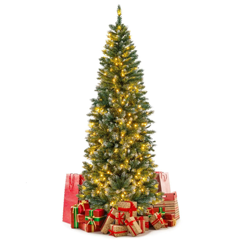 6 Feet Pre-Lit Artificial Christmas Tree with 618 Snowy Branch Tips by DirectDeals