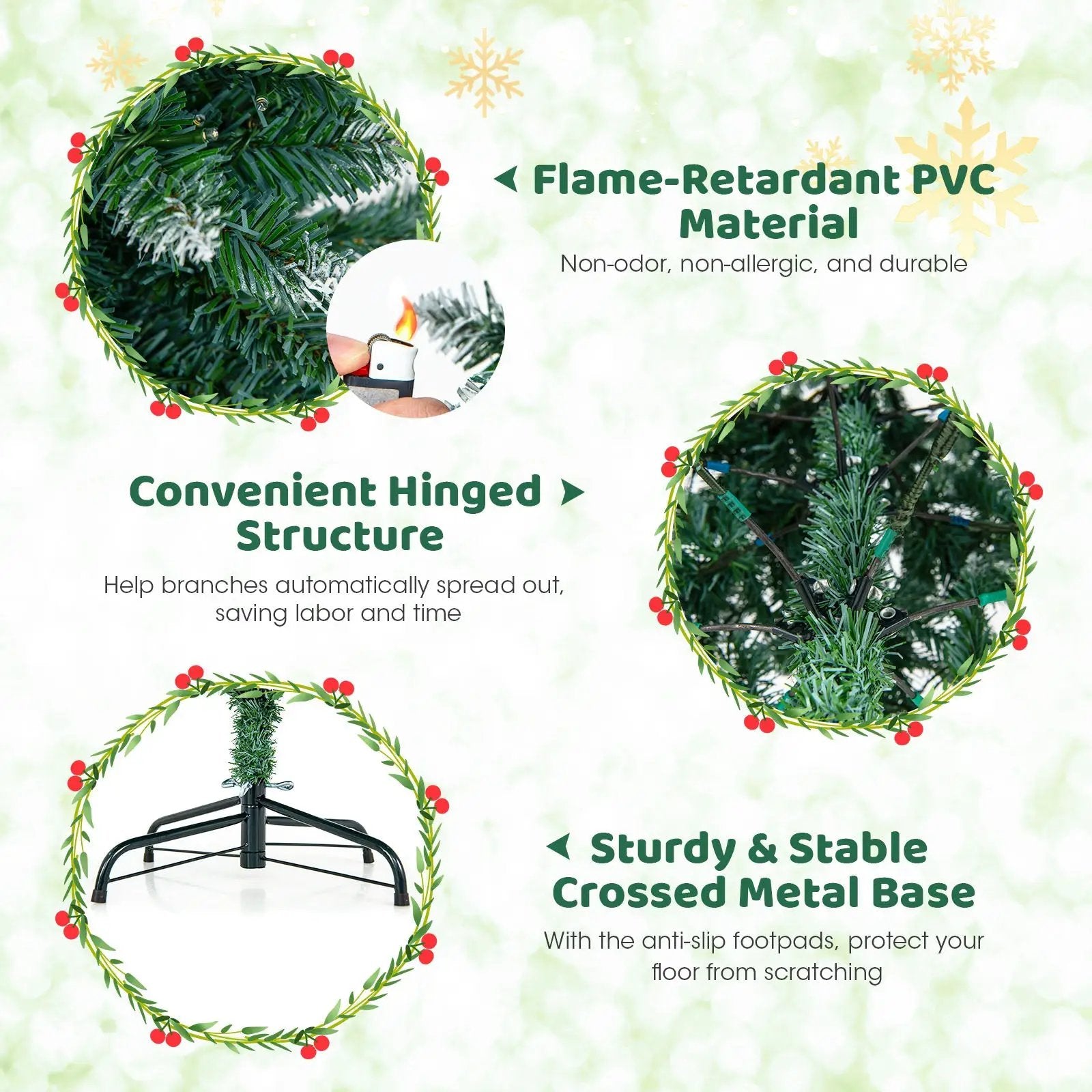 6 Feet Pre-Lit Artificial Christmas Tree with 618 Snowy Branch Tips by DirectDeals