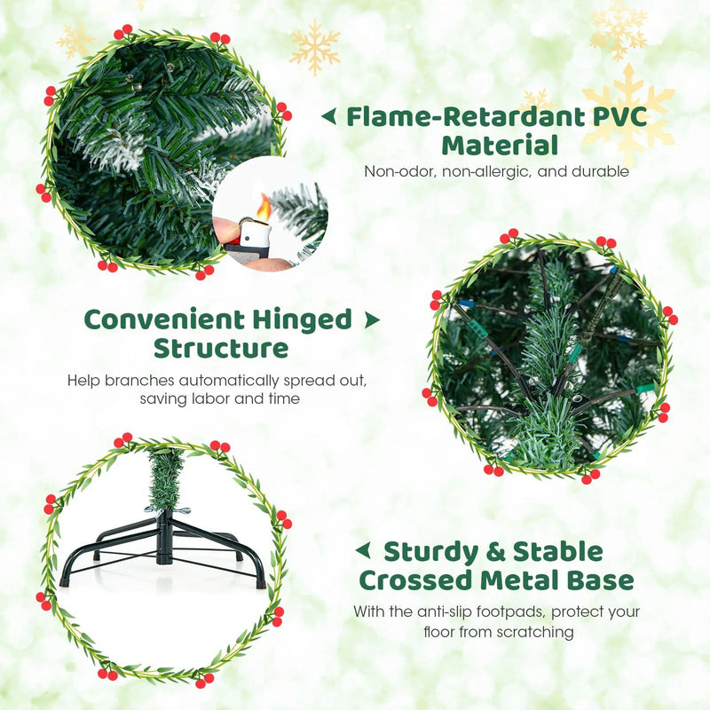6 Feet Pre-Lit Artificial Christmas Tree with 618 Snowy Branch Tips by DirectDeals