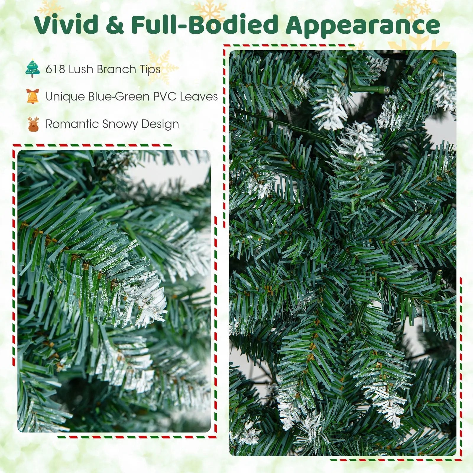 6 Feet Pre-Lit Artificial Christmas Tree with 618 Snowy Branch Tips by DirectDeals