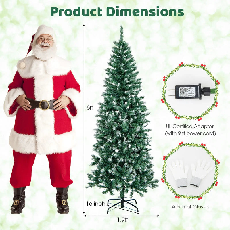 6 Feet Pre-Lit Artificial Christmas Tree with 618 Snowy Branch Tips by DirectDeals