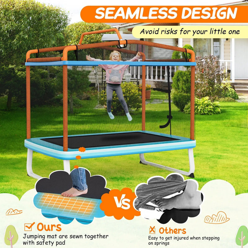 6 Feet Rectangle Trampoline with Swing Horizontal Bar and Safety Net by DirectDeals