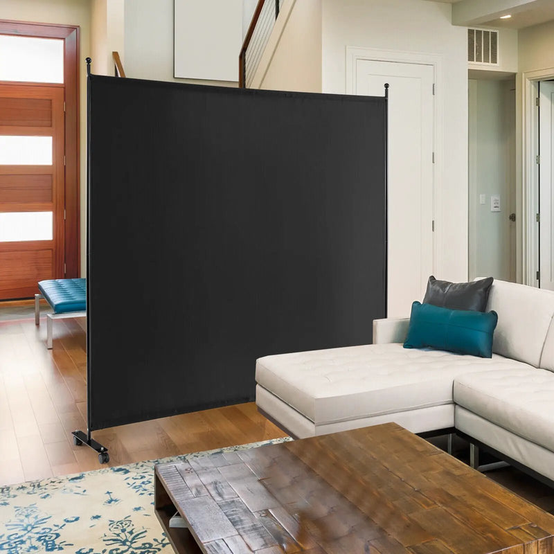 6 Feet Single Panel Rolling Room Divider with Smooth Wheels by DirectDeals