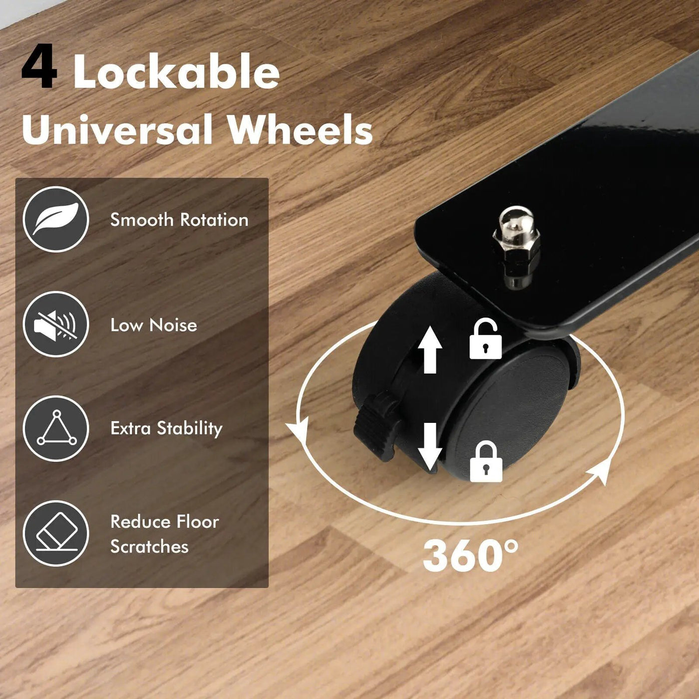 6 Feet Single Panel Rolling Room Divider with Smooth Wheels by DirectDeals