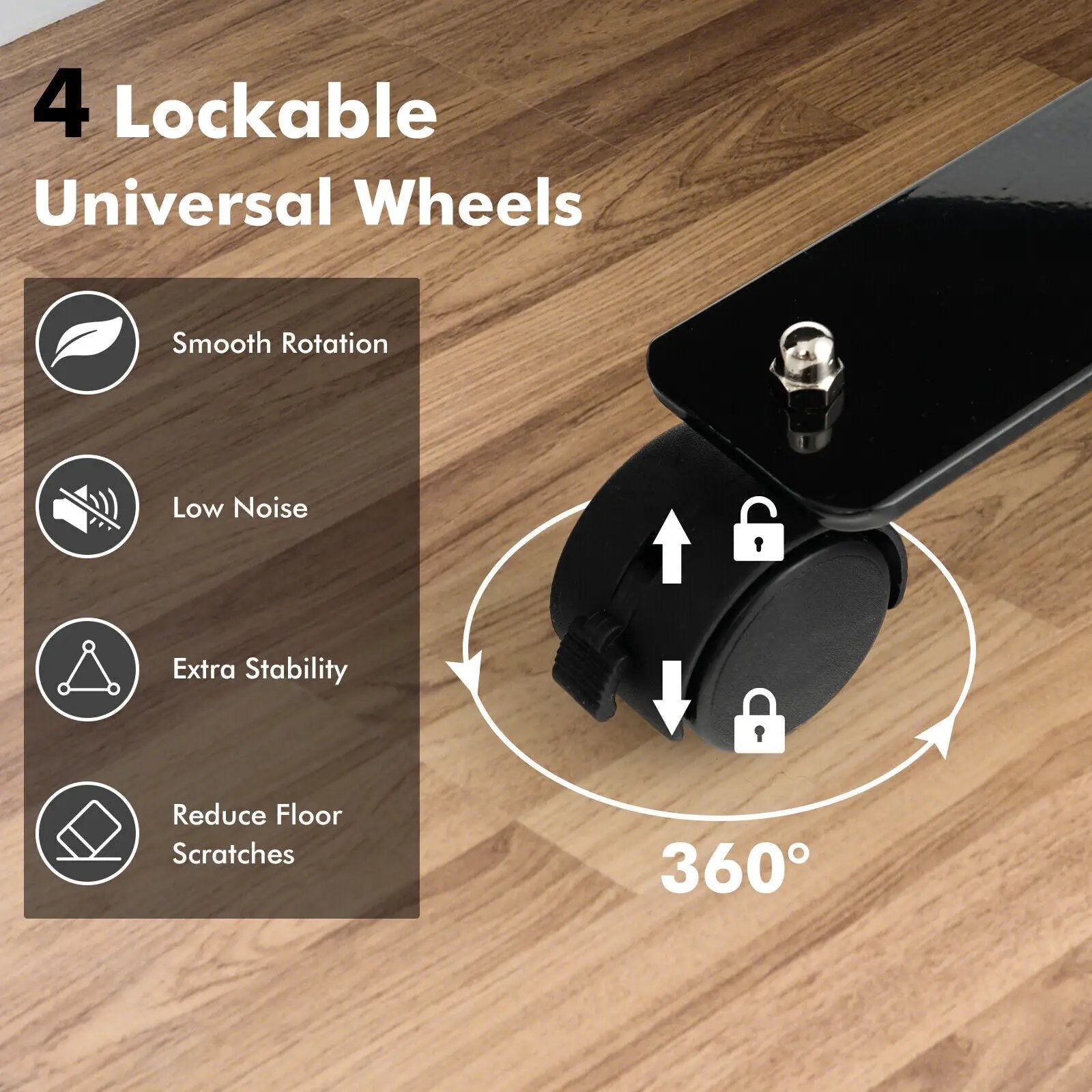 6 Feet Single Panel Rolling Room Divider with Smooth Wheels by DirectDeals