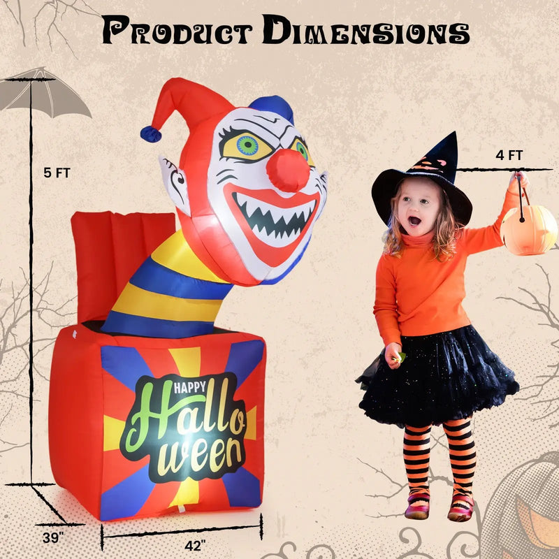 6 Ft Halloween Inflatable Clown with LED Lights for Indoor Outdoor Porch by DirectDeals