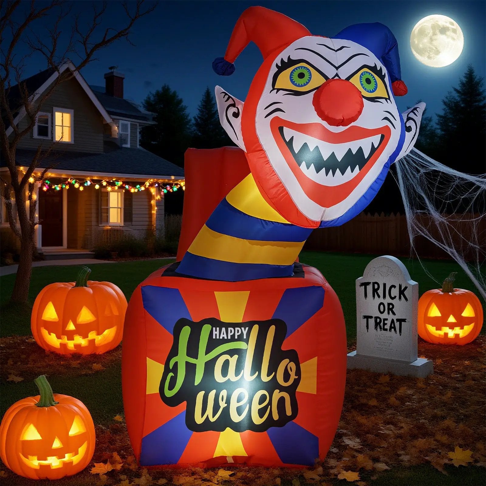 6 Ft Halloween Inflatable Clown with LED Lights for Indoor Outdoor Porch by DirectDeals