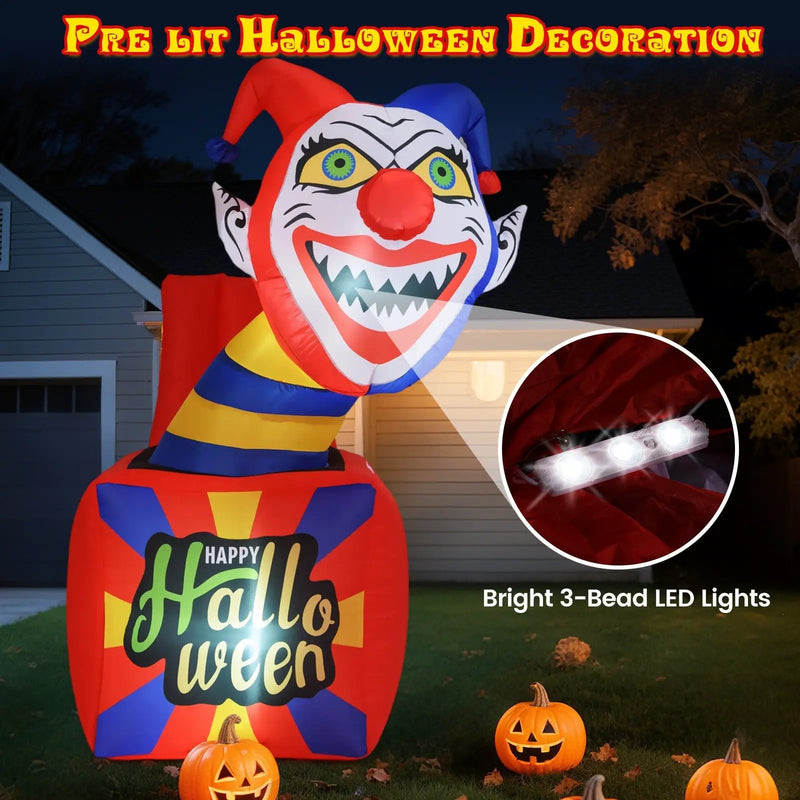 6 Ft Halloween Inflatable Clown with LED Lights for Indoor Outdoor Porch by DirectDeals