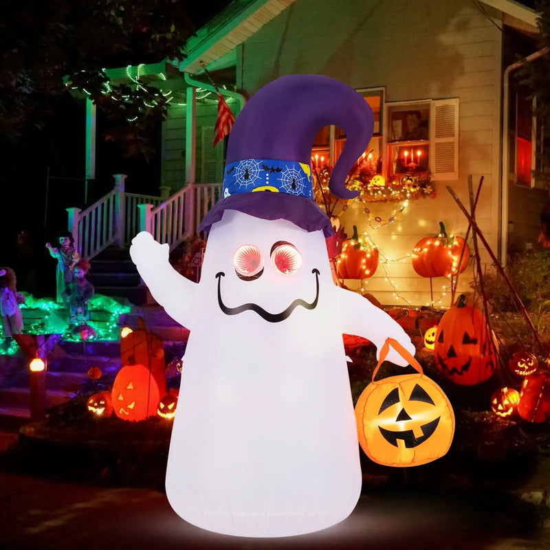 6 Ft Halloween Inflatables Cute Ghost with Dimming Infinity Mirror Light by DirectDeals