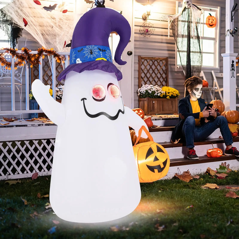 6 Ft Halloween Inflatables Cute Ghost with Dimming Infinity Mirror Light by DirectDeals