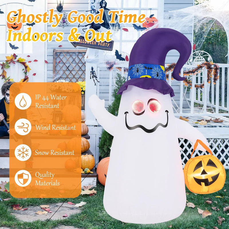 6 Ft Halloween Inflatables Cute Ghost with Dimming Infinity Mirror Light by DirectDeals