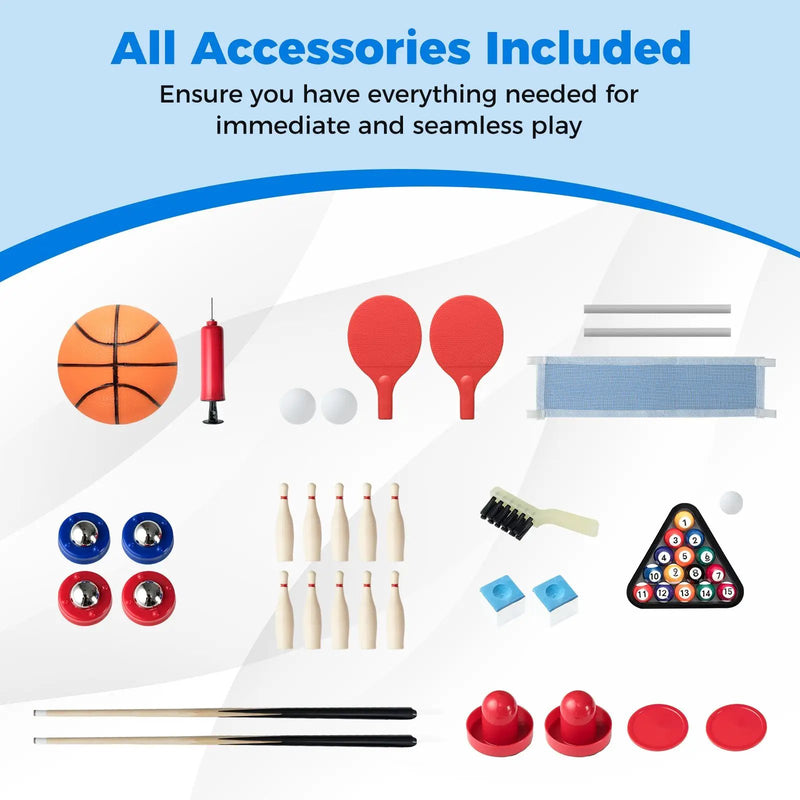 6-In-1 Combo Game Table with Basketball Billiards Ping Pong Hockey Shuffleboard by DirectDeals