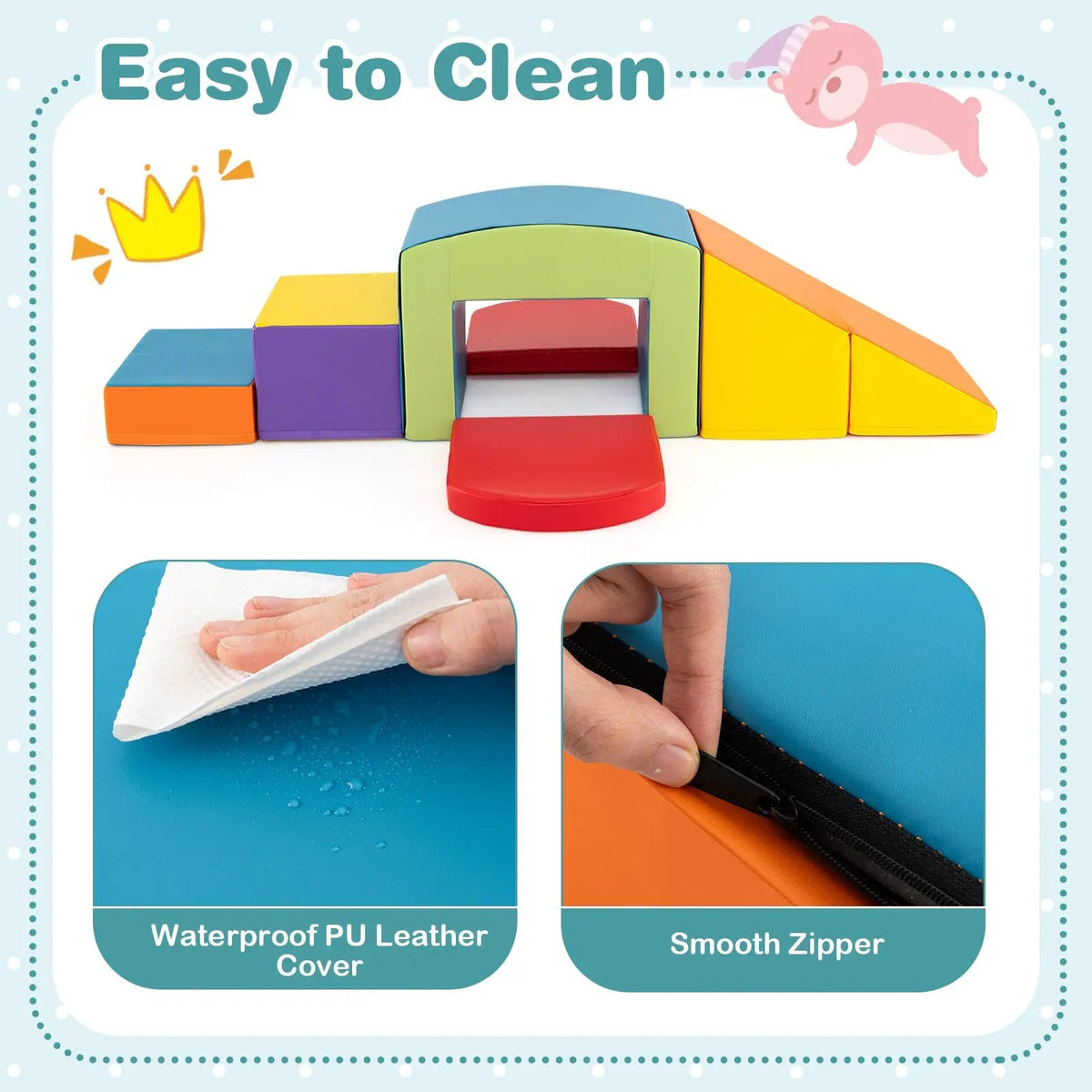 6 Pieces Foam Climbing Blocks Soft Play Climbing for Toddlers with Tunnel by DirectDeals