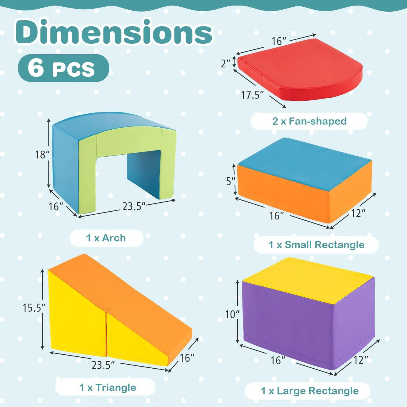 6 Pieces Foam Climbing Blocks Soft Play Climbing for Toddlers with Tunnel by DirectDeals