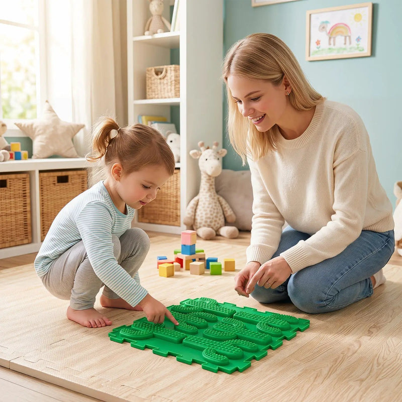 Interlocking Sensory Mats 6-Piece Set with Textured Surfaces by DirectDeals
