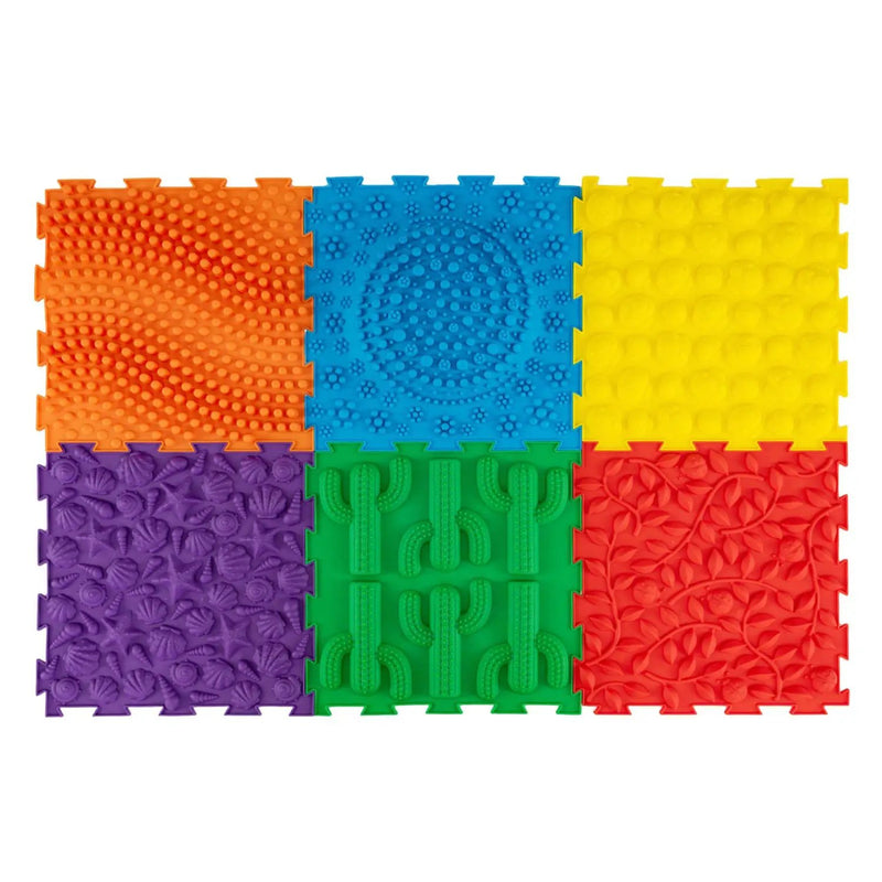 Interlocking Sensory Mats 6-Piece Set with Textured Surfaces by DirectDeals