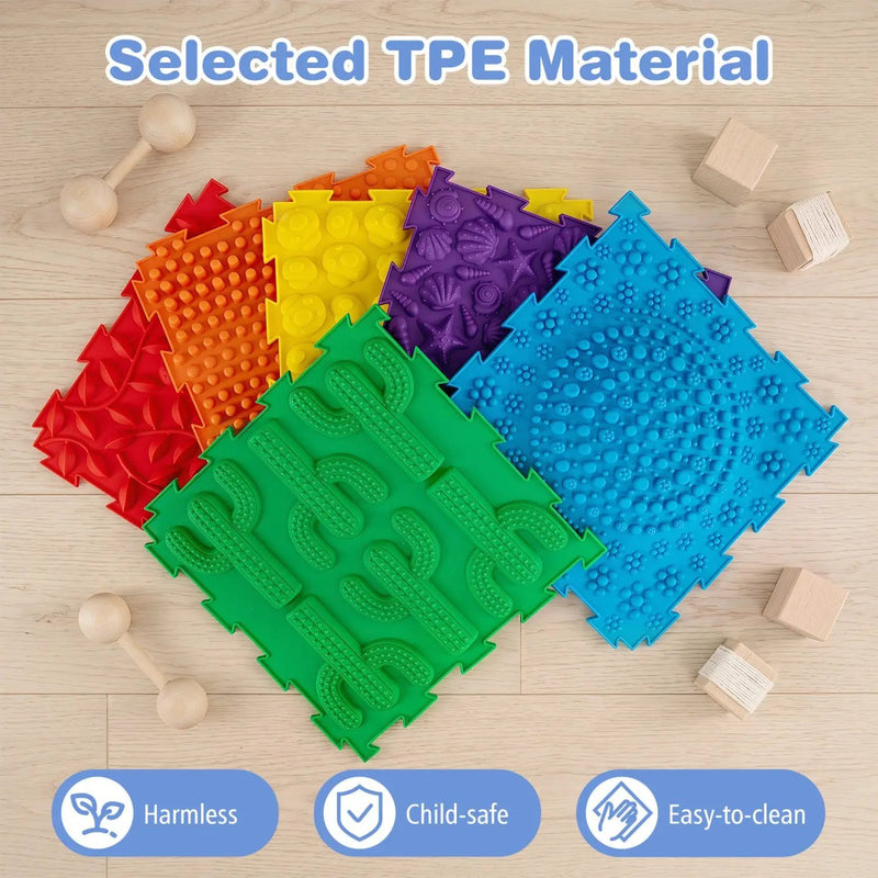Interlocking Sensory Mats 6-Piece Set with Textured Surfaces by DirectDeals