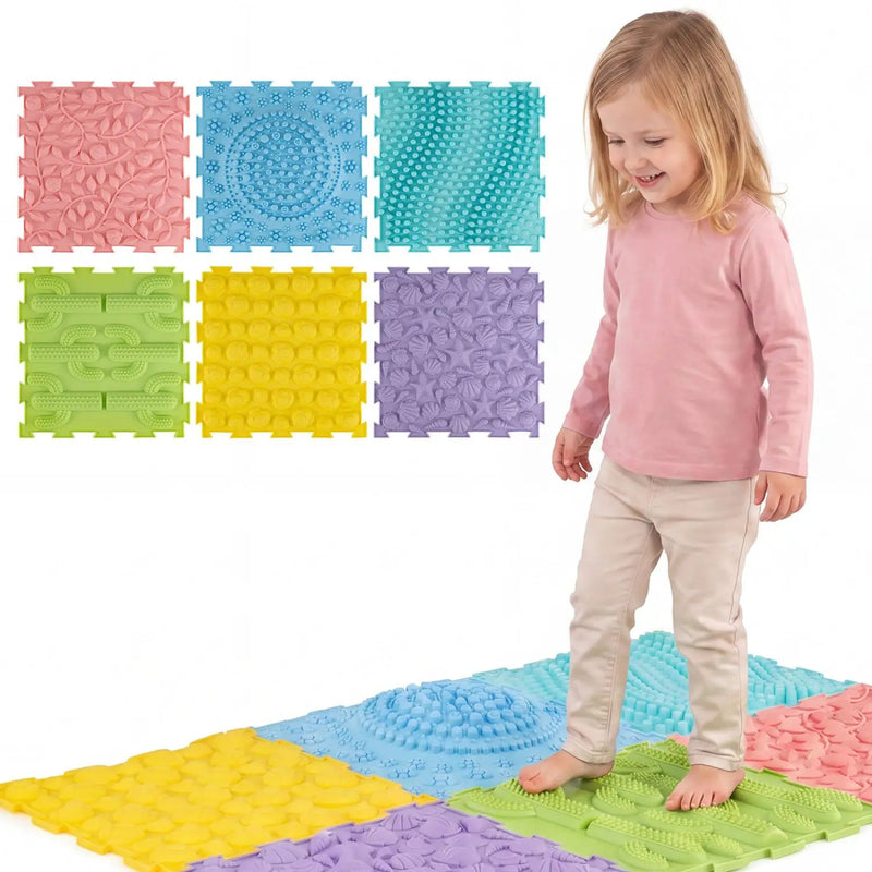 Interlocking Sensory Mats 6-Piece Set with Textured Surfaces by DirectDeals