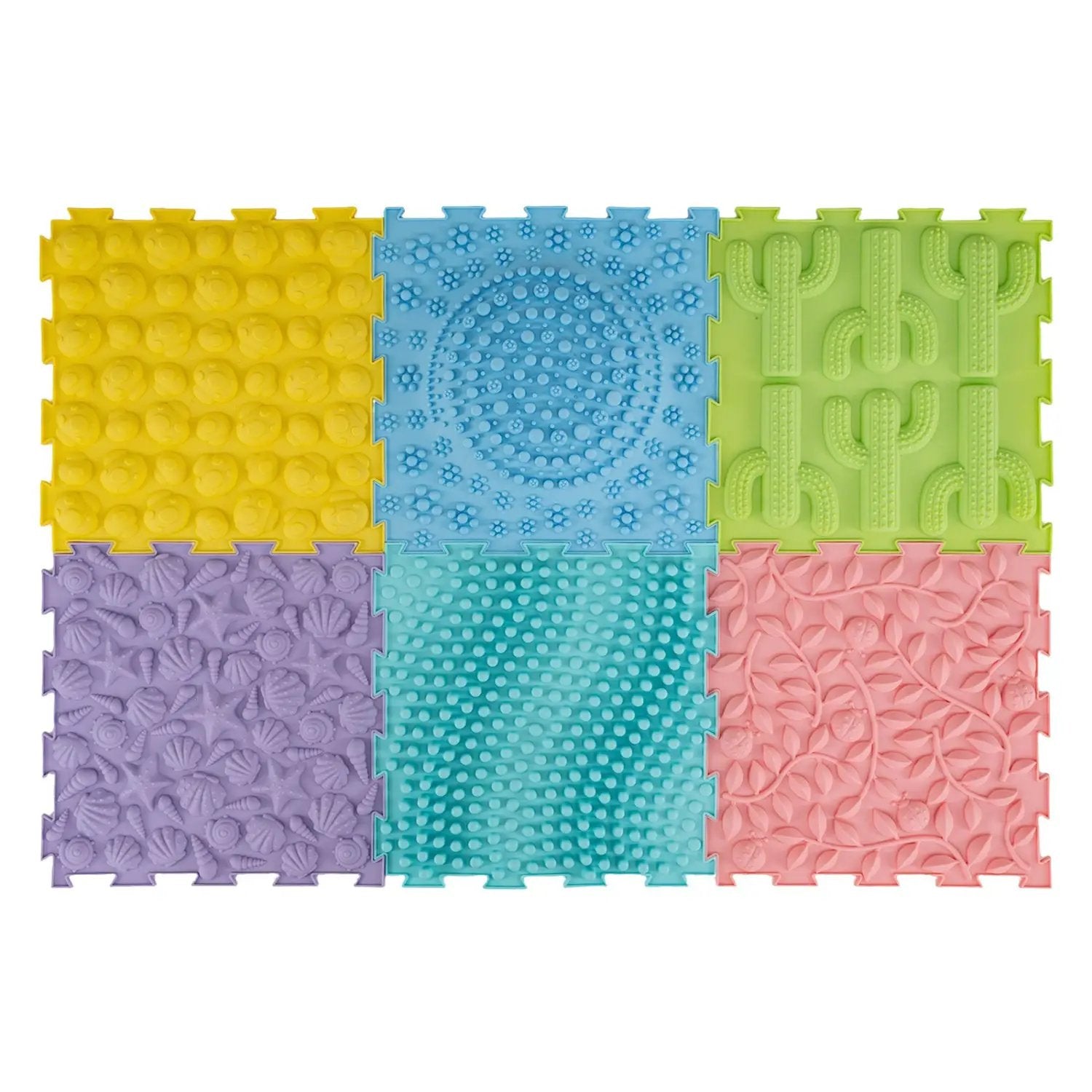 Interlocking Sensory Mats 6-Piece Set with Textured Surfaces by DirectDeals