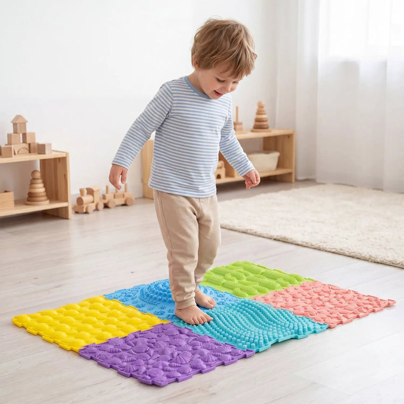 Interlocking Sensory Mats 6-Piece Set with Textured Surfaces by DirectDeals
