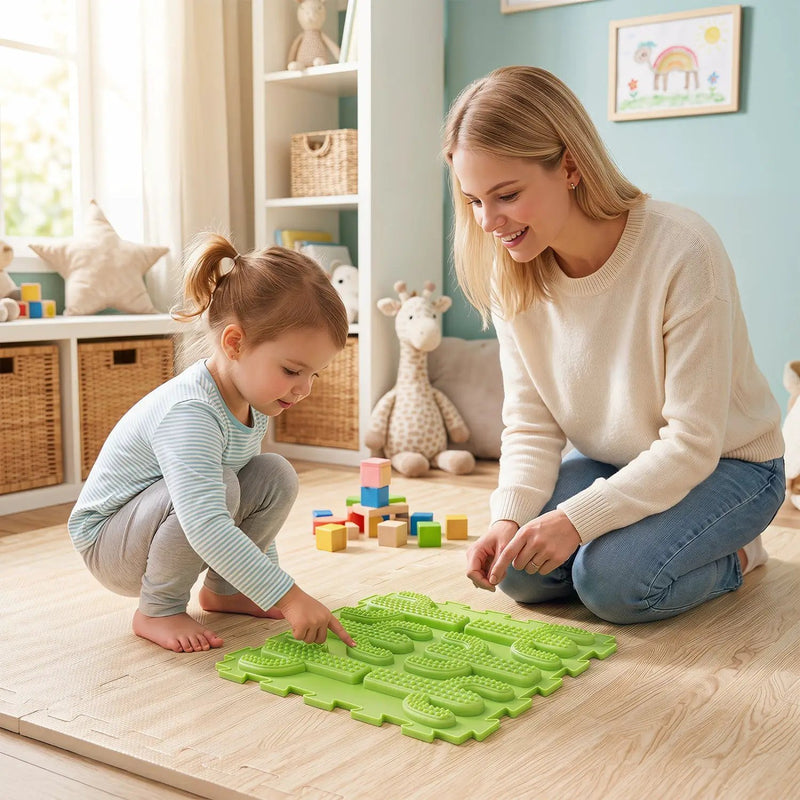 Interlocking Sensory Mats 6-Piece Set with Textured Surfaces by DirectDeals