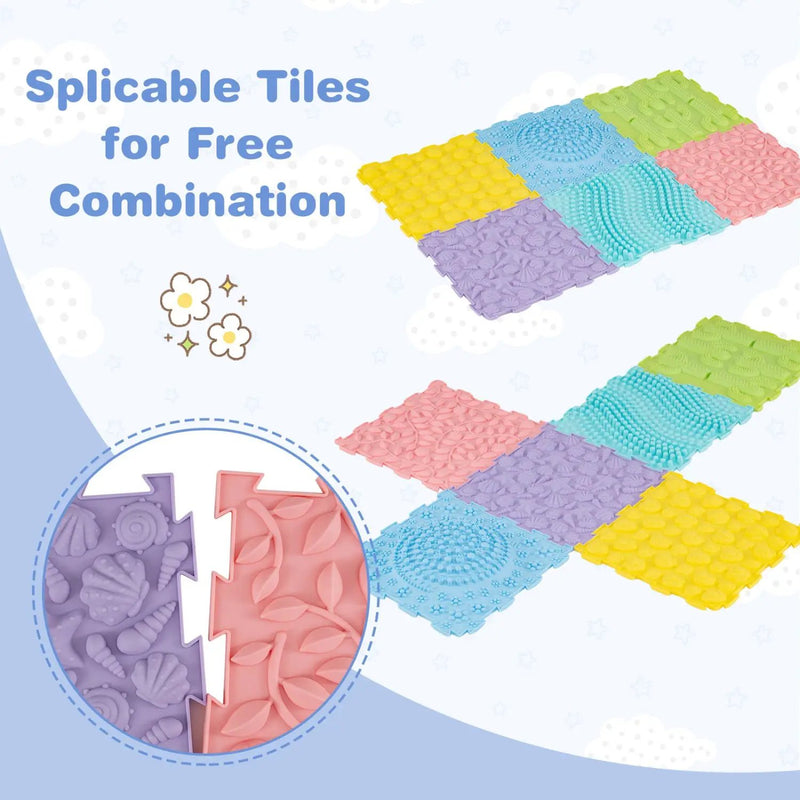 Interlocking Sensory Mats 6-Piece Set with Textured Surfaces by DirectDeals